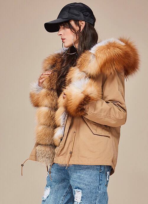 Real fur jacket “Fox” beige