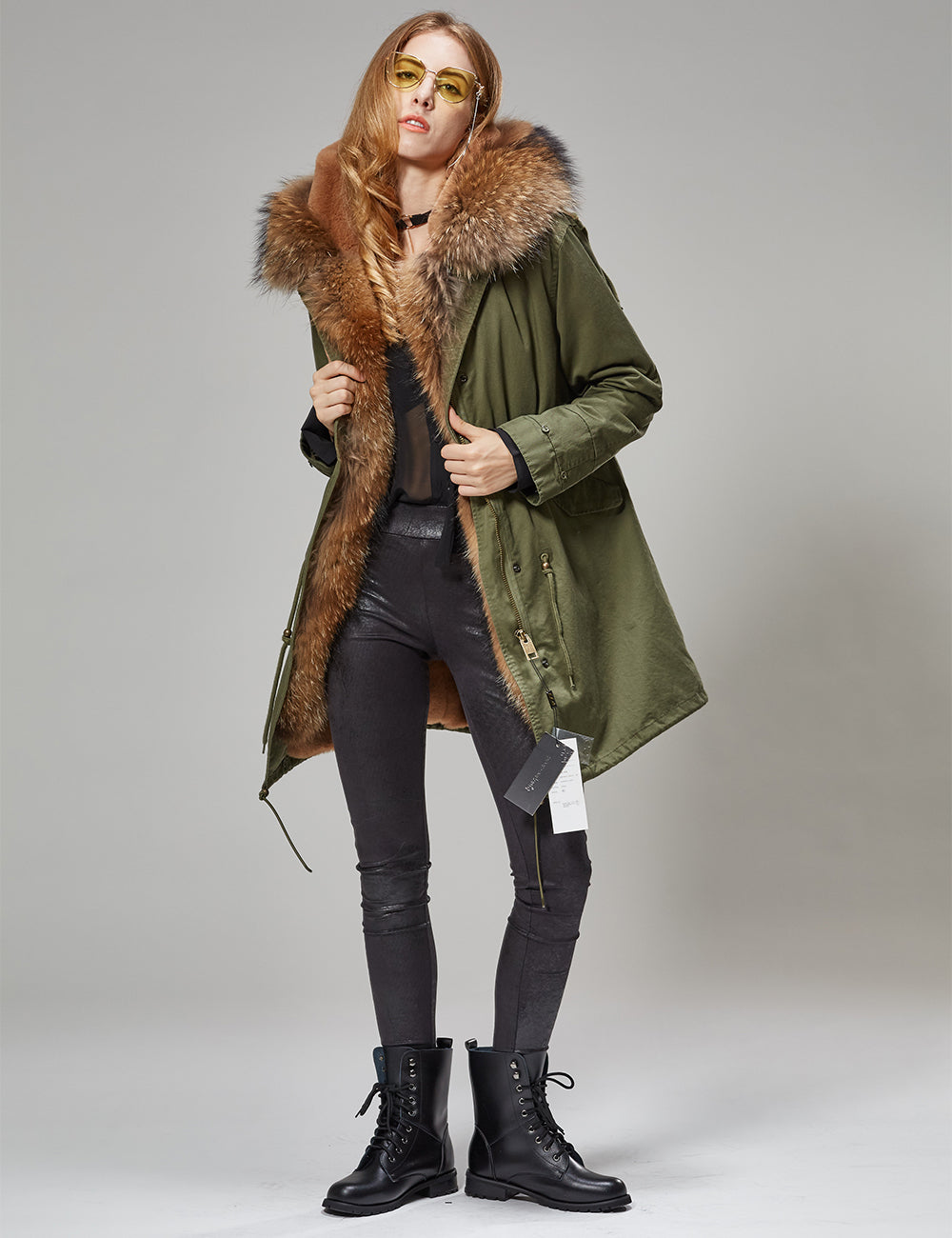 Real fur parka “Emily” Olive