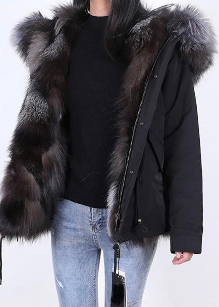 Fur jacket with XXL fur collar "Silver Fox"