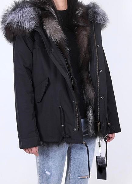 Fur jacket with XXL fur collar "Silver Fox"