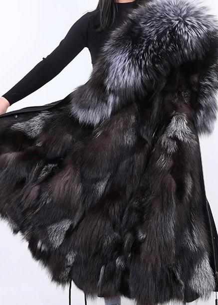 Fur jacket with XXL fur collar "Silver Fox"