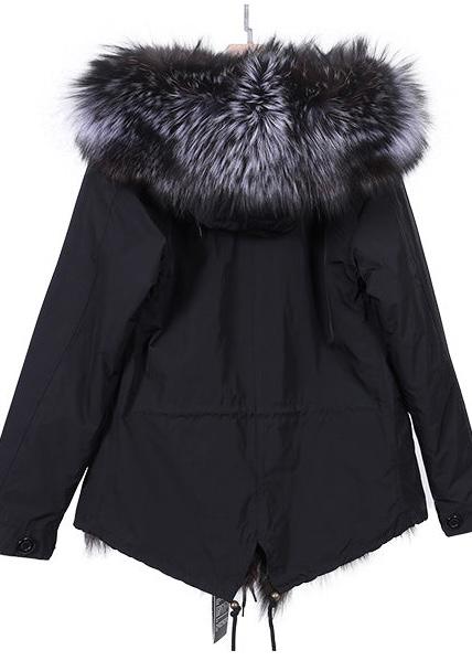 Fur jacket with XXL fur collar "Silver Fox"