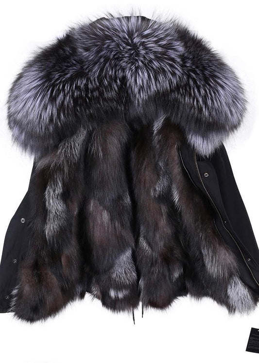 Fur jacket with XXL fur collar "Silver Fox"