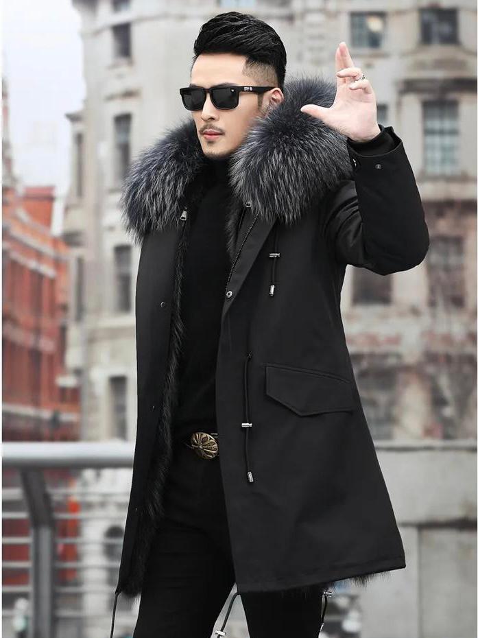 Real fur parka "Tyson" with real fur collar Silver Fox