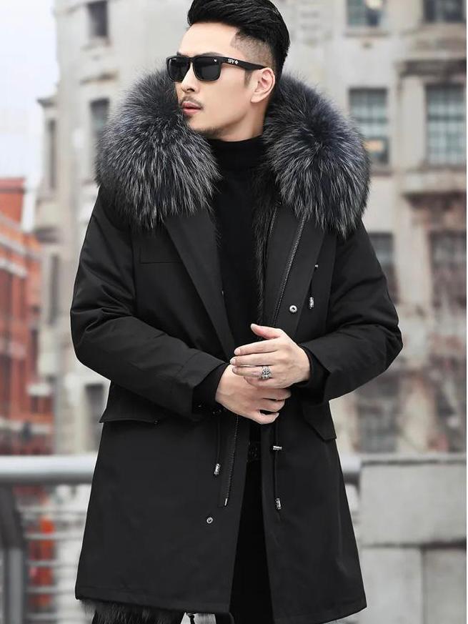 Real fur parka "Tyson" with real fur collar Silver Fox