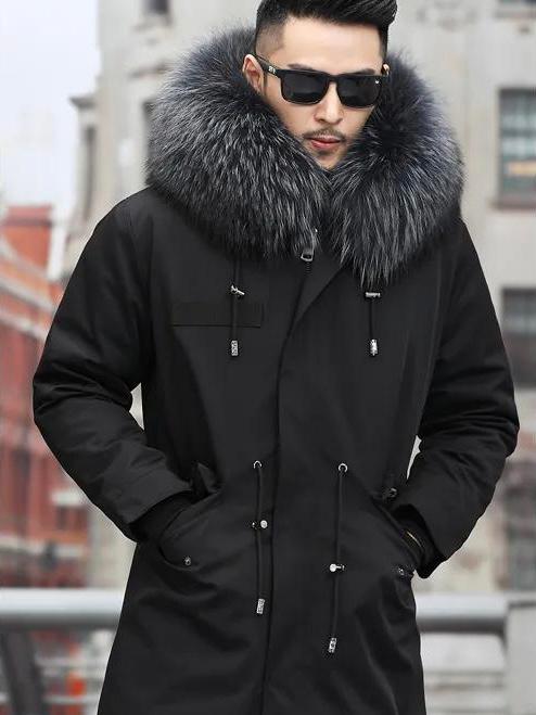 Real fur parka "Tyson" with real fur collar Silver Fox