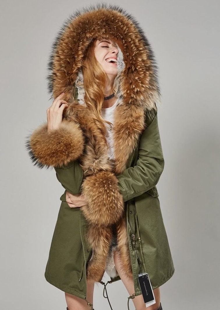 Echtpelz-Parka “Alice” Olive Olive XS Damen Parkas & Jacken - VanDyck Pelzwaren