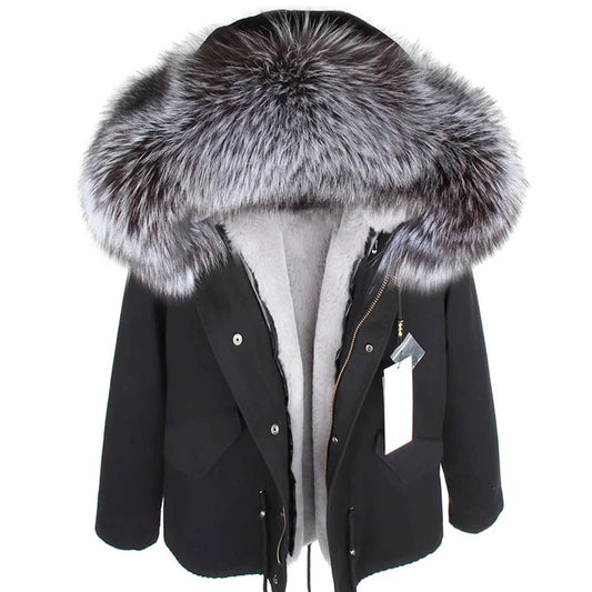 Jacket with fur collar "Dark Fox"