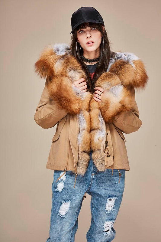 Real fur jacket “Fox” beige