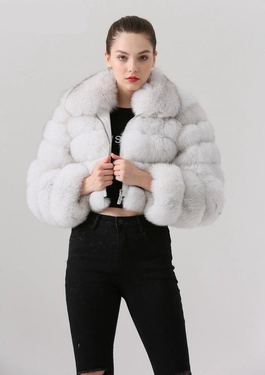 Kurze Pelzjacke "Ava" Snow Snow XXS Damen Pelzjacken - VanDyck Pelzwaren