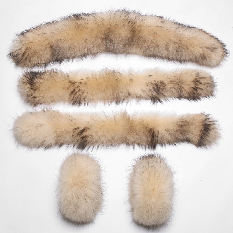 Real fur collar and cuff set