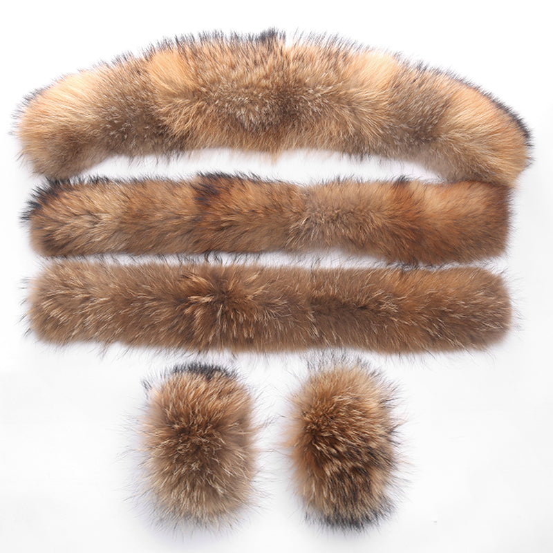 Real fur collar and cuff set