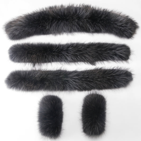 Real fur collar and cuff set