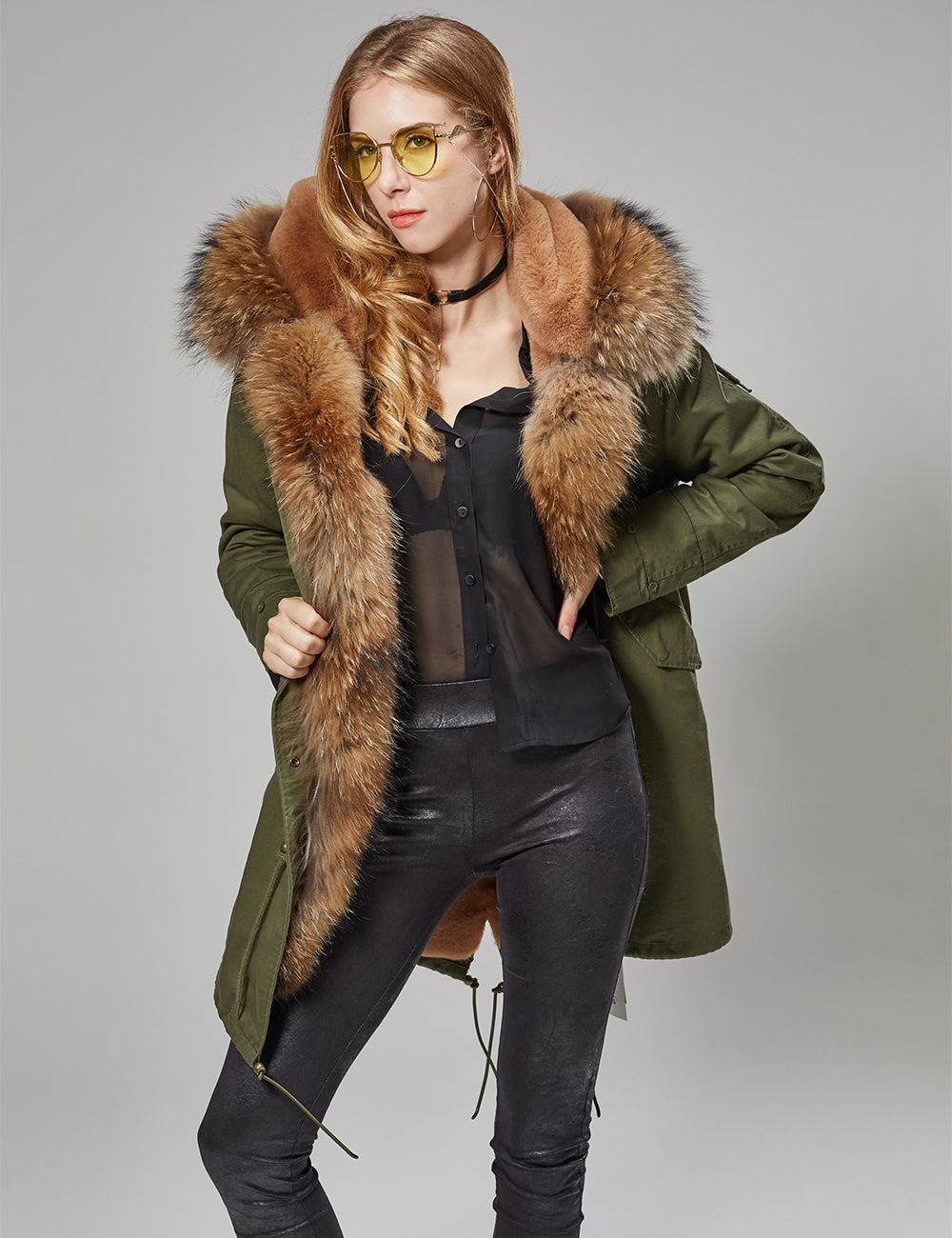 Real fur parka “Emily” Olive