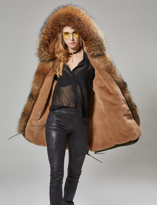 Real fur parka “Emily” Olive