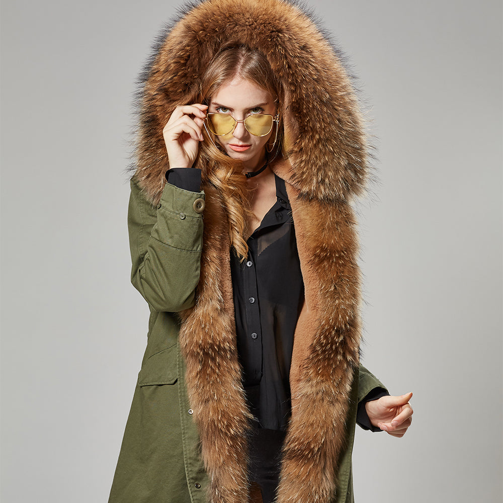 Echtpelz-Parka “Emily” Olive