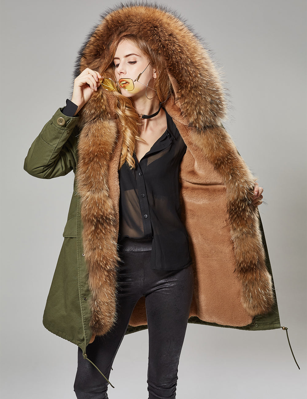 Real fur parka “Emily” Olive